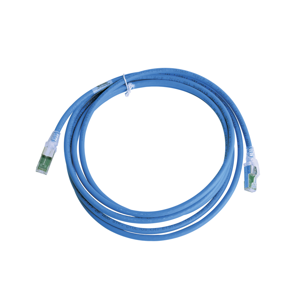 Patch Cord Z-MAX Cat6A S/FTP, CM/LS0H, 3.05 Metros (10 Pies), Color Azul, Versión Bulk (Sin Empaque Individual)