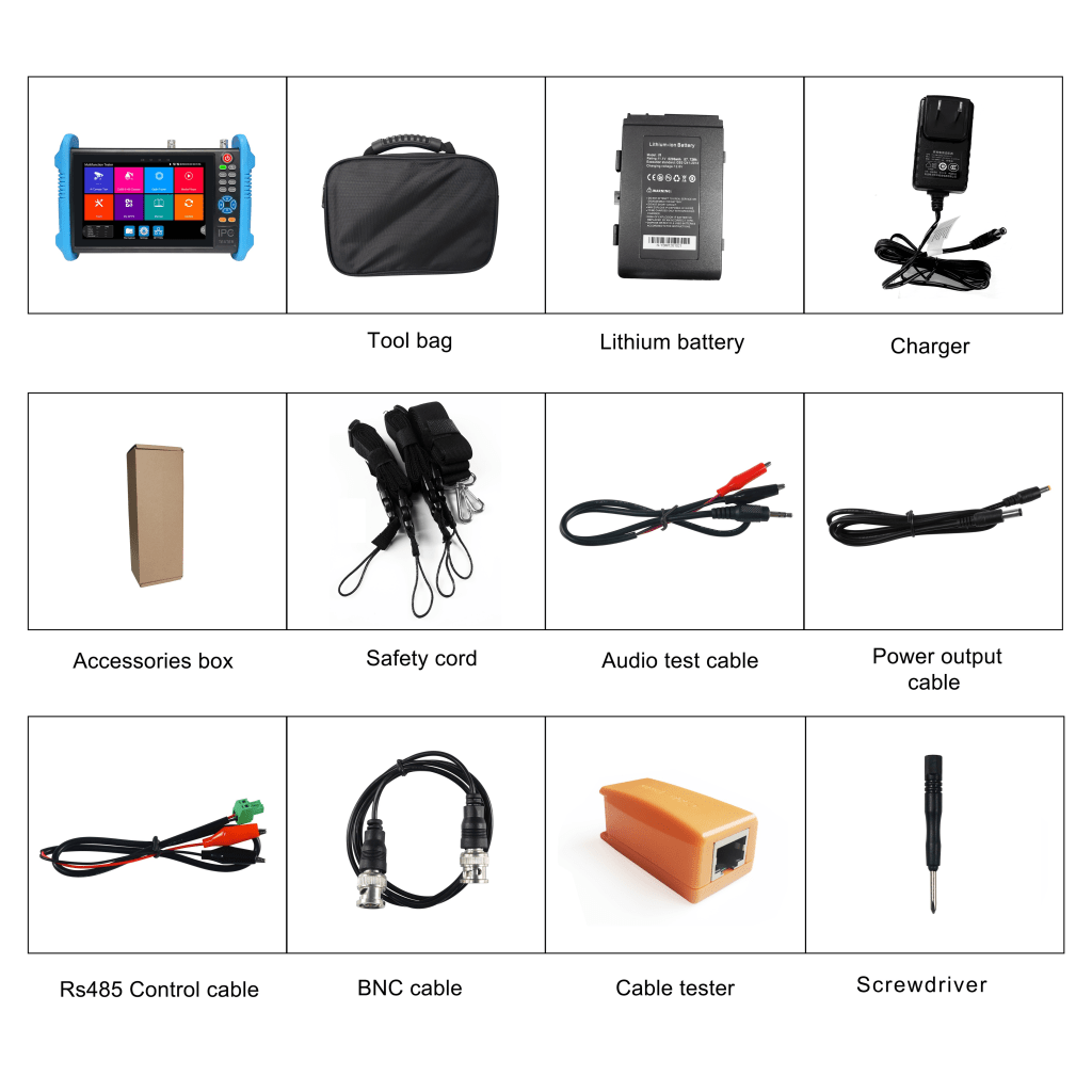 Tester de Video Profesional | Pantalla 7"| Prueba IP/HD/Analógicas | TVI/CVI/AHD/CVBS | IP ONVIF | 4K/8K | H.264/H.265 | HDMI | PTZ | Scanner IP | TDR | Salidas 12V/24V/PoE | Activación Simultanea. - Imagen 4