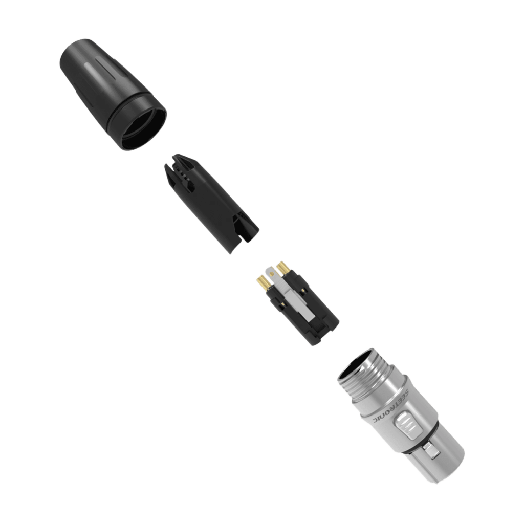 Conector hembra XLR de 3 núcleos con carcasa de acero inoxidable y contactos chapados en oro - Imagen 4
