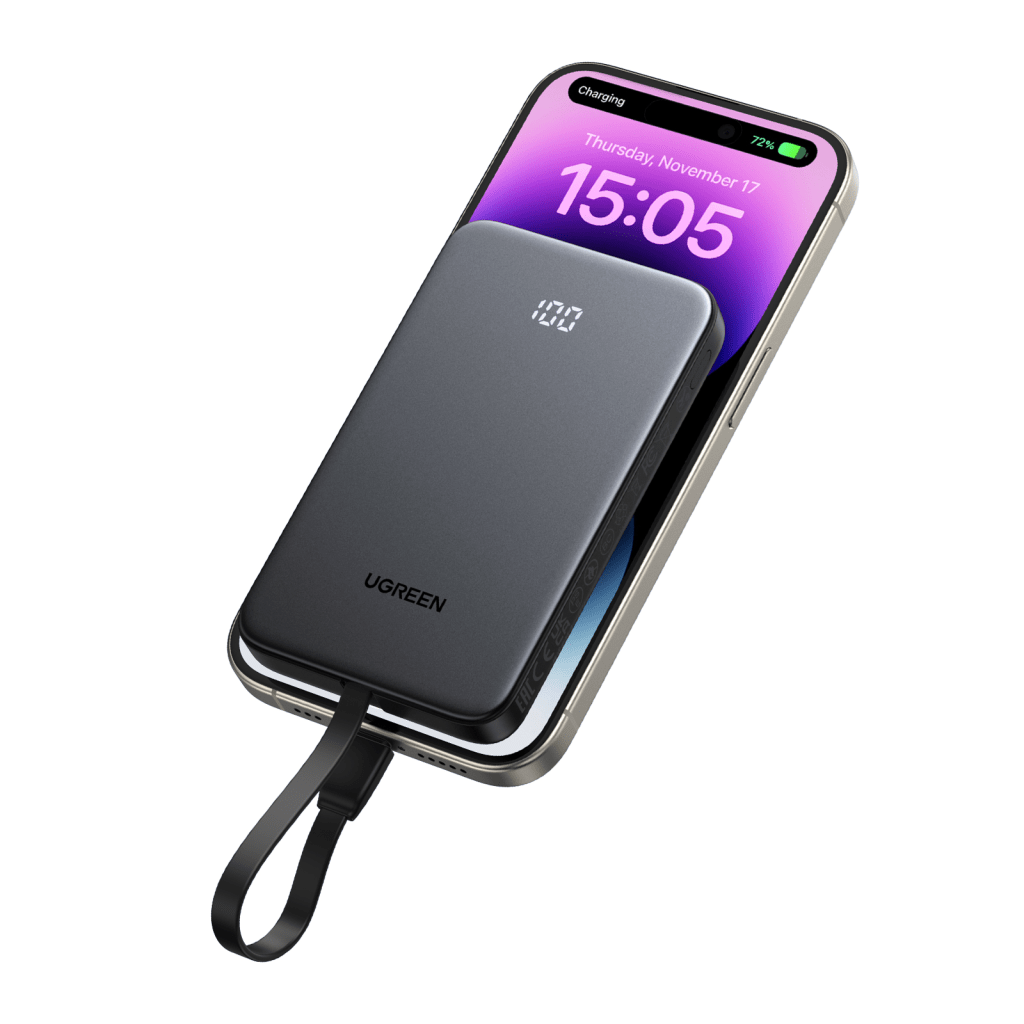 Power Bank 10000mAh con Cable Integrado 20W / Puerto USB-C PD3.0 PPS / Puerto USB-A SCP 22.5W / Batería Polímero Litio / Protecciones Múltiples / Indicador Digital / Material V-0 - Imagen 3