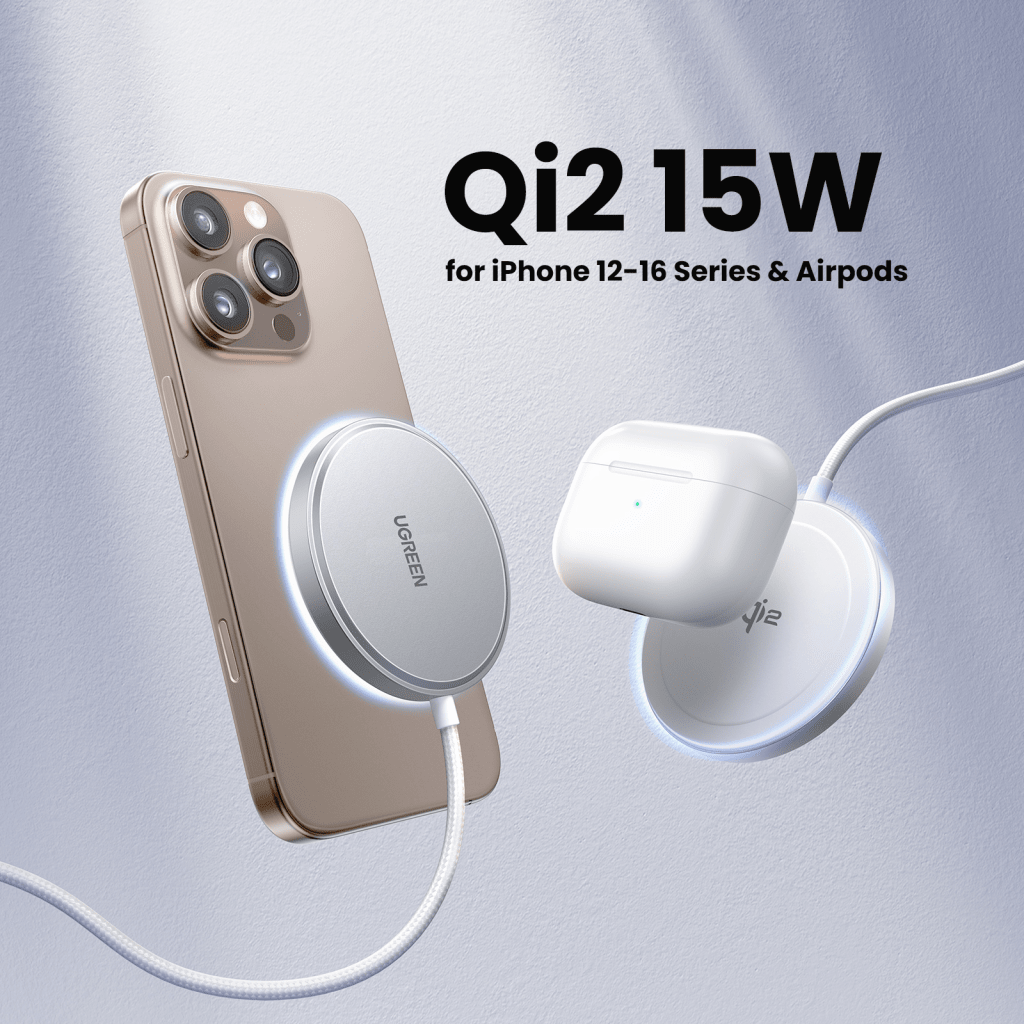 Cargador Inalámbrico Magnético 15W / Protocolo Qi 2 / USB-C 9V 2.2A / Eficiencia 83% / Protección Multinivel / Material PC+ABS+Aleación Aluminio / Cable 1.5m - Imagen 3