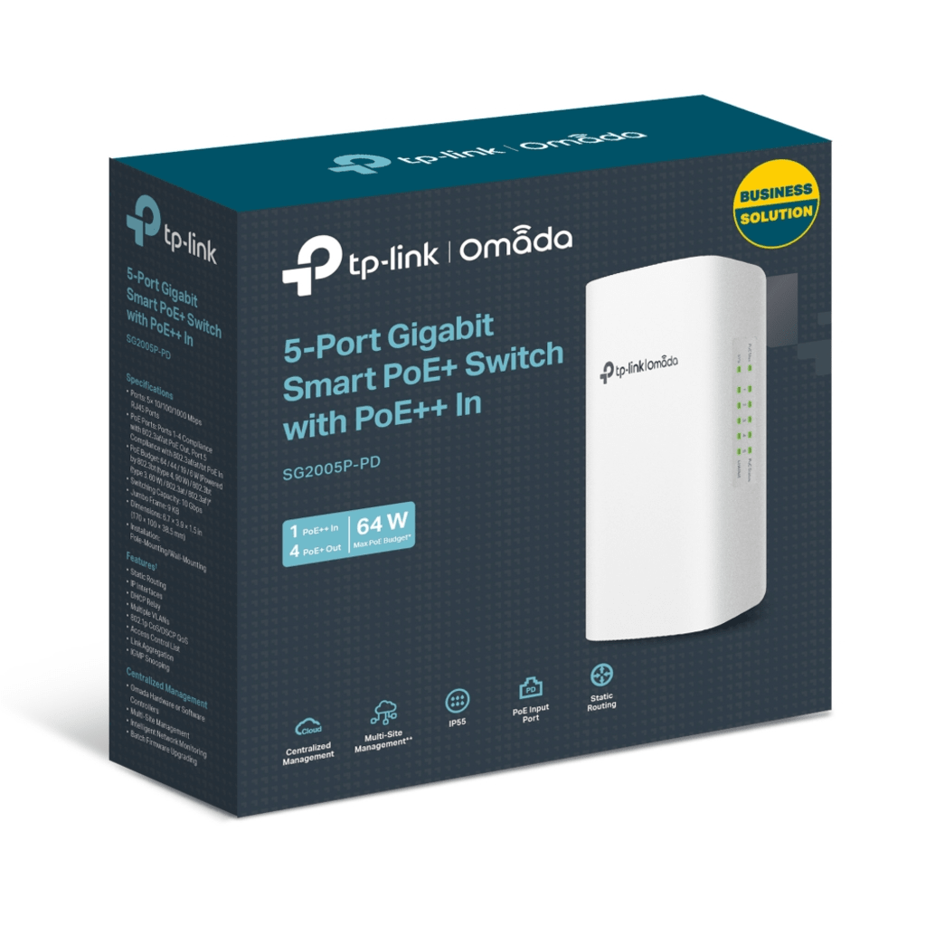 Switch PoE Omada Para Exterior / 1 Puerto PoE++ IN 802.3 af/at/bt / 4 Puertos PoE+ OUT Gigabit / Adminstración Centralizada Omada - Imagen 4