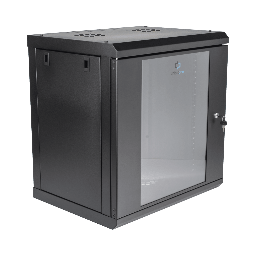Gabinete de Pared con Puerta de Cristal Templado, 455mm de Profundidad, 12U Rack de 19'', Acero Reforzado - Imagen 4