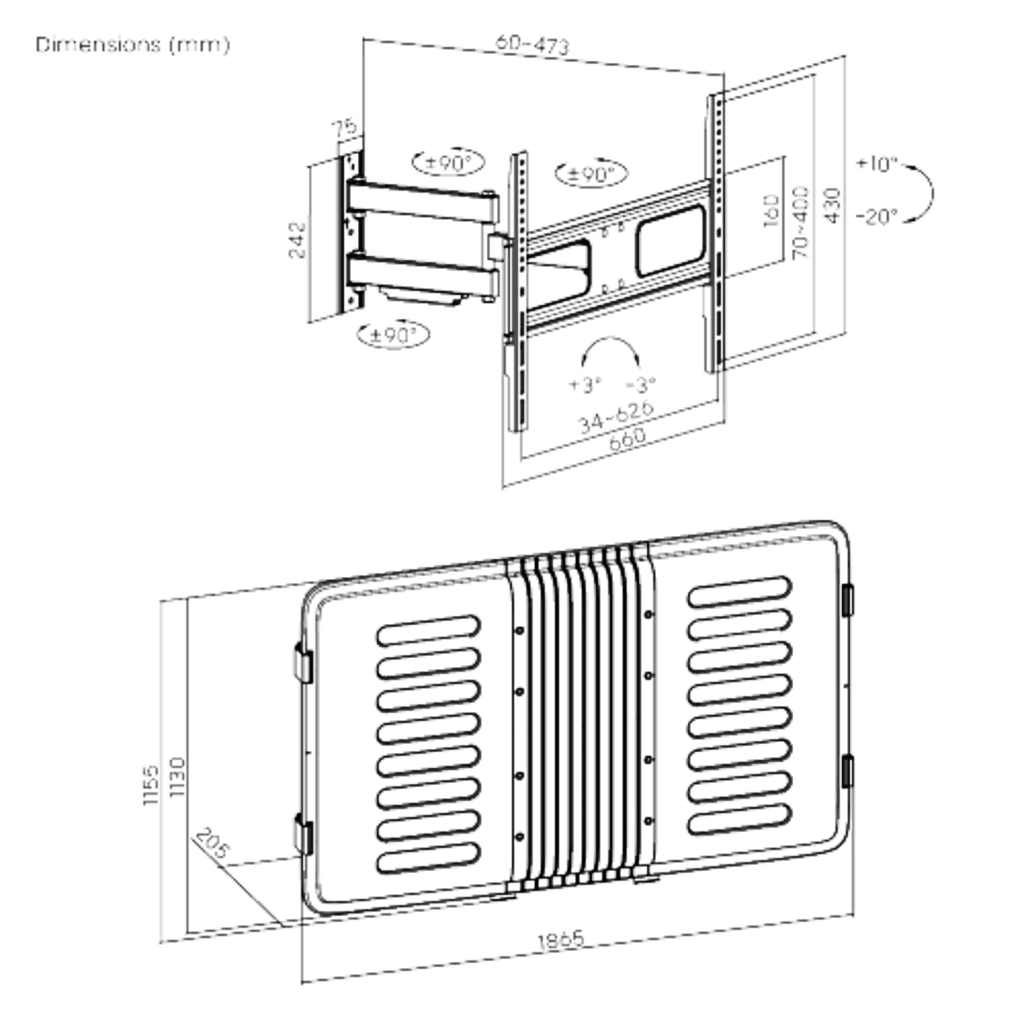 ENCLOSURE PARA PANTALLA HASTA 75" | RESISTENTE A INTEMPERIE MONTURA PARED | CAPACIDAD DE CARGA MAX. 50 KG - Imagen 4