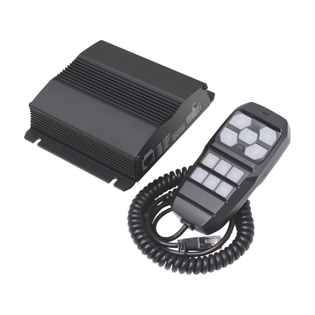 Sirena Vehicular de 100W de Potencia, Incluye Controlador Unimando Para Control de Tonos, 4 Salidas Auxiliares y Microfono - Imagen 4