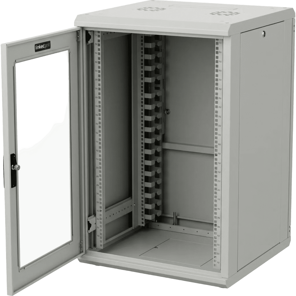 Gabinete Rackeable / 18 Unidades / 19 Pulgadas / Puerta de Cristal / Capacidad de Carga 750 Kg / Dimensiones 600x605x930 mm (23.6x23.8x36.6 in) - Imagen 4