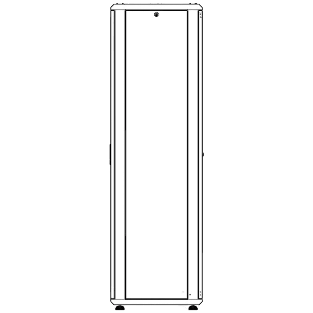 Gabinete Rack 42 Unidades / Piso 19 Pulgadas / Puerta Cristal Templado / Capacidad Carga 1000 Kg / Acero Calibres 16-18-20 / Ventilación Superior / Cerradura Seguridad, Niveladores Incluidos - Imagen 3