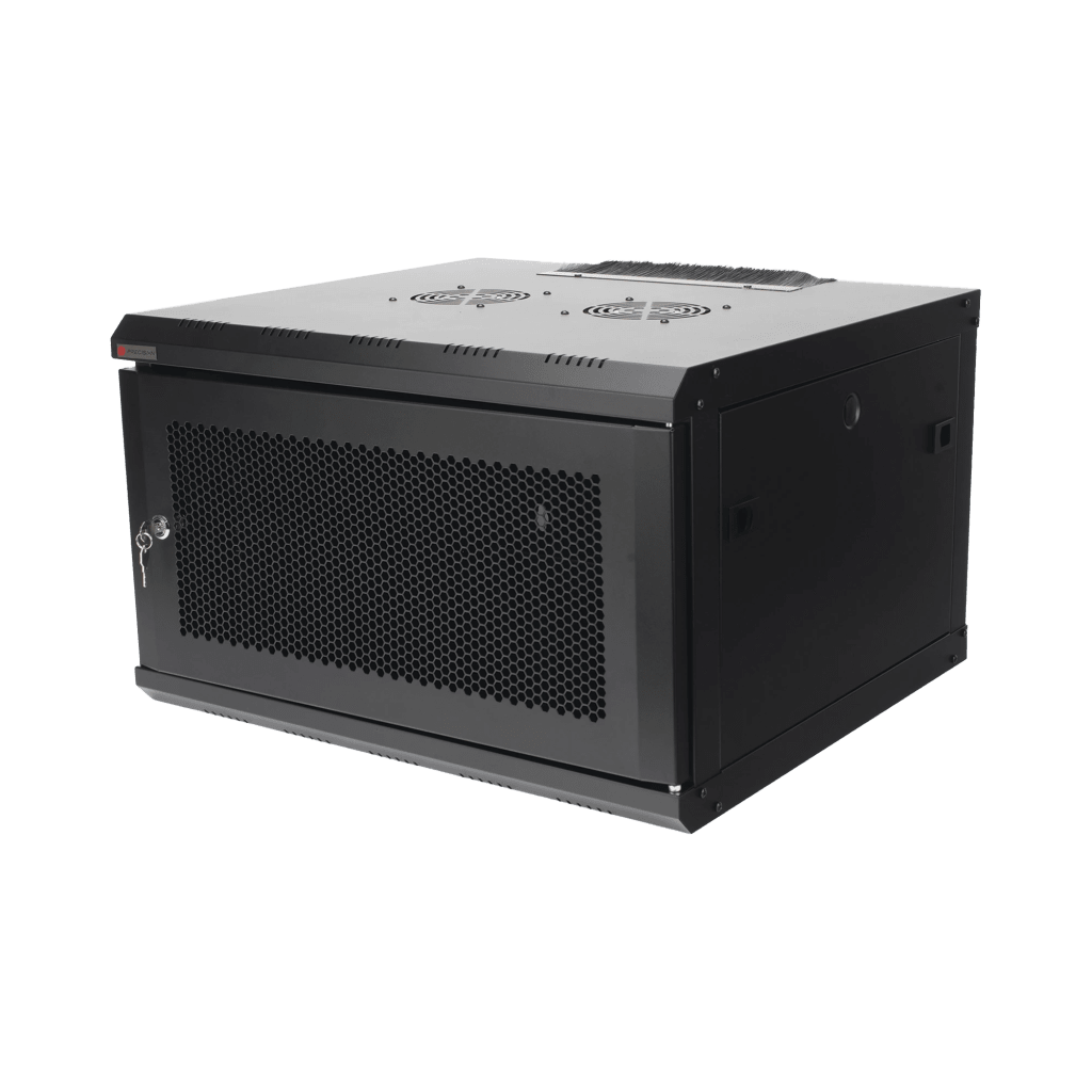 Gabinete de Pared 19 Pulgadas / 6U / 600 x 550 x 368 mm (23.6 x 21.7 x 14.5 in) / Acero SPCC RAL 9004 / Carga Estática 60 kg / IP20 Interior / Ventiladores CA / Panel Cepillo para Cables - Imagen 2