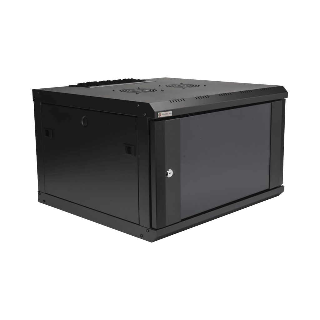 Gabinete de Pared Desarmado / 6U / 19 Pulgadas / 600 x 550 x 382 mm / Cristal Templado 5 mm / Carga Estática 60 kg / Acero SPCC RAL 9004 / IP20 Interior / RoHS - Imagen 3