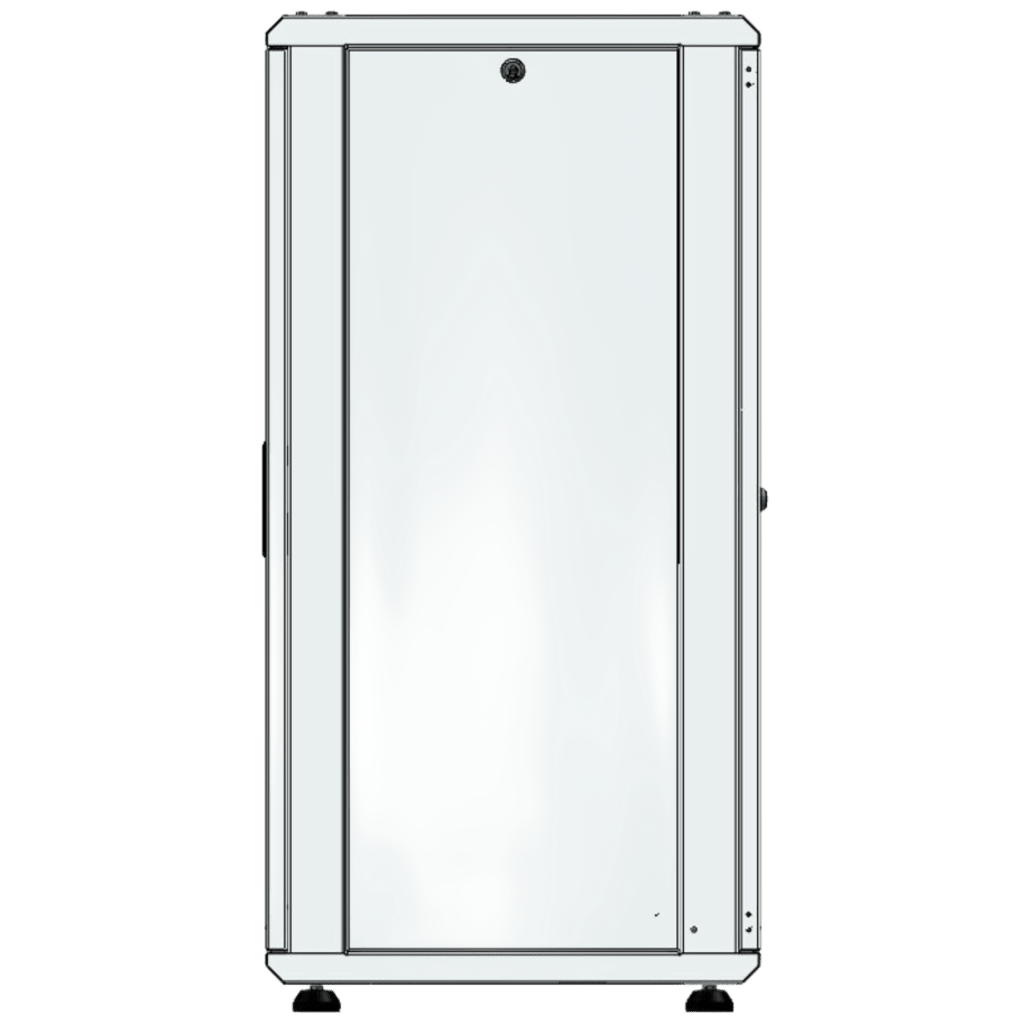Gabinete Rack 24 Unidades / 19 Pulgadas / Puerta de Cristal / Piso / Acero Calibres 16-18-20 / 750 Kg Carga / 600x605x1190 mm (23.6x23.8x46.9 in) / Vidrio con Cerradura, Niveladores Incluidos - Imagen 3