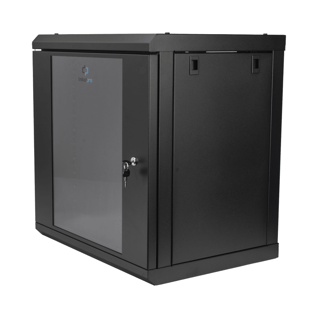 Gabinete de Pared con Puerta de Cristal Templado, 455mm de Profundidad, 12U Rack de 19'', Acero Reforzado - Imagen 3