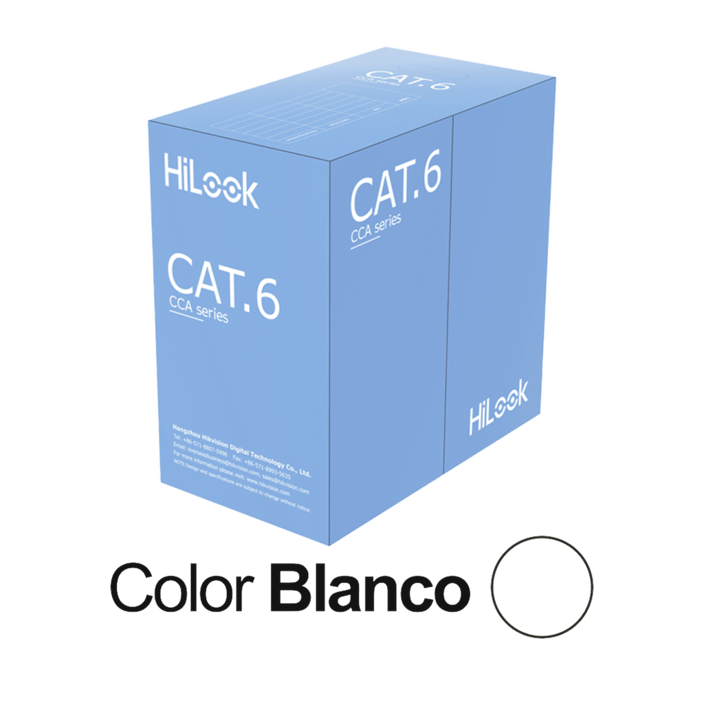 Cable de Red UTP Cat6 / 23 AWG / Cumple ANSI-TIA-568.2-D / RoHS 2.0 / CPR Fca / Longitud 305 Metros (1000 Pies) / PVC Blanco / Resistencia a la Tracción y Compresión / Operación -20°C a 70°C / Interior