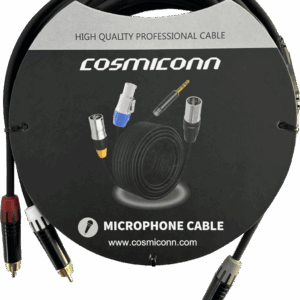 Cable 3.5mm a 2 RCA, conectores negros, con diferenciador de blanco y rojo en RCA MT380-RD - MT380-WH - MTP3C-BG, length 5m