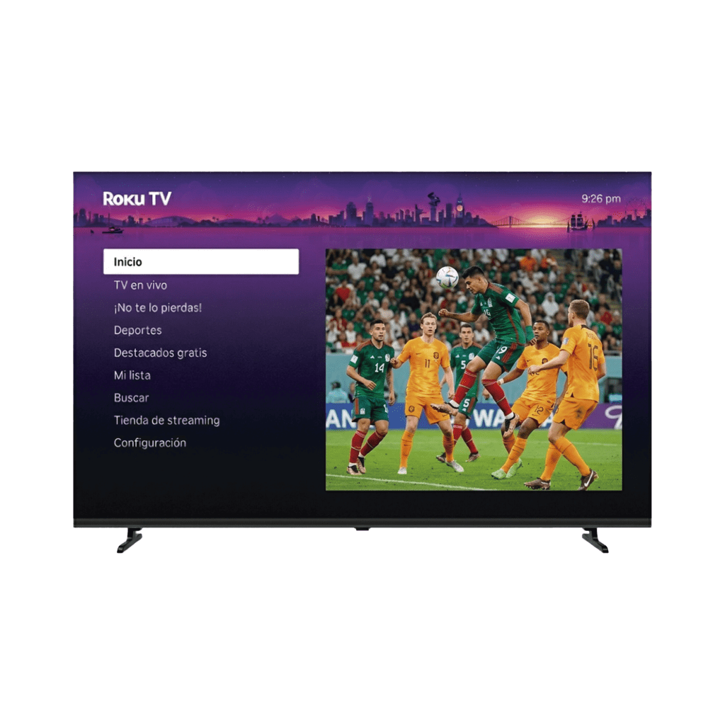 SmartTV QLED 32 Pulgadas / Resolución 1366 × 768 / 3 Puertos HDMI / WiFi Integrado / Smart TV ROKU / VESA 100 × 100 mm