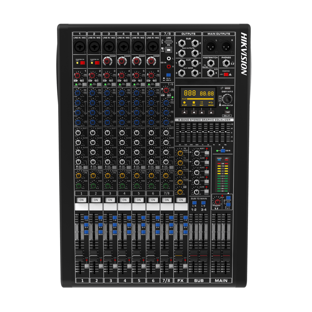 Consola de Mezcla Analógica | 8 Canales | 6 Entradas Mic/Línea | 12 Salidas | DSP Efectos | USB Media | Bluetooth | Montaje en Rack