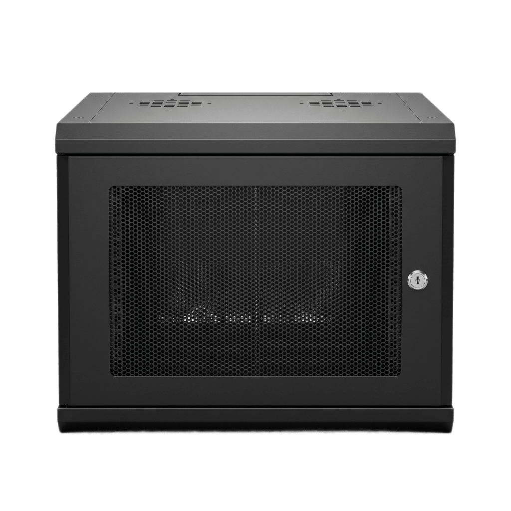 Gabinete Rack 19 Pulgadas / 04 Unidades / Ventilado / Montaje Pared / Acero Calibre 20 / Capacidad 100 kg / Dimensiones 636x606x283 mm (25x23.9x11.1 in)