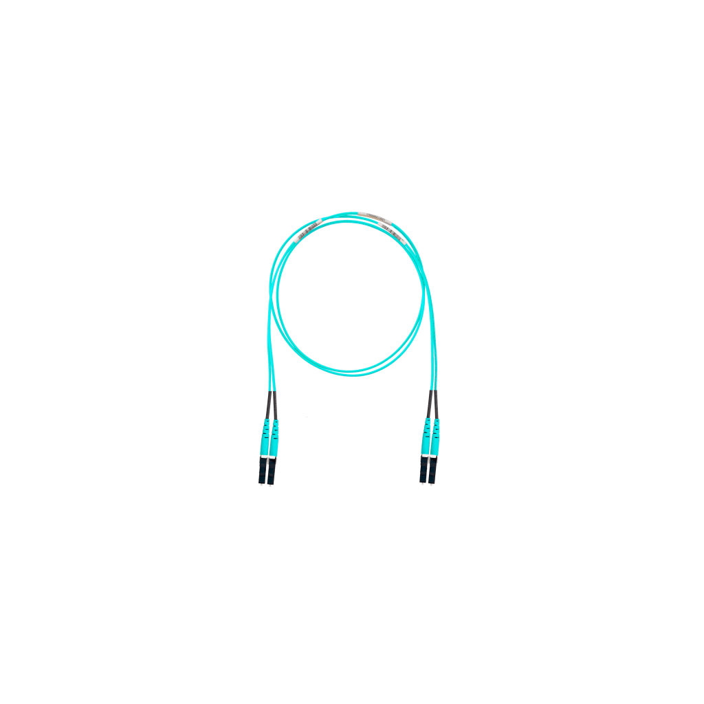 Jumper de Fibra Óptica Multimodo 50/125 OM4, LC-LC Duplex, OFNR (Riser), Color Aqua, 18 Metros (59.06 Pies)