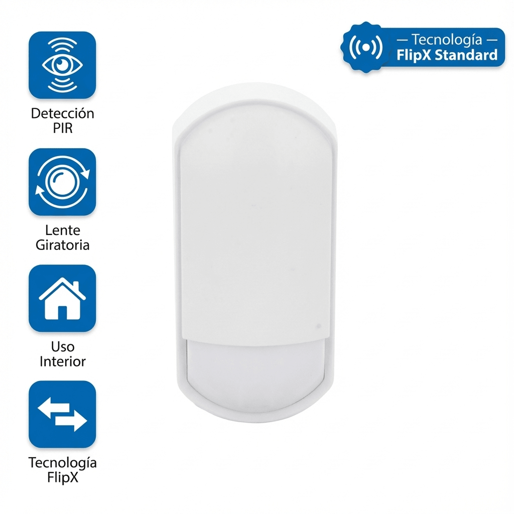 OPTEX FLX-S-ST / Detector PIR Interior FlipX Standard / Lente Giratoria 180° / Doble Patrón de Detección / Sensor Piroeléctrico