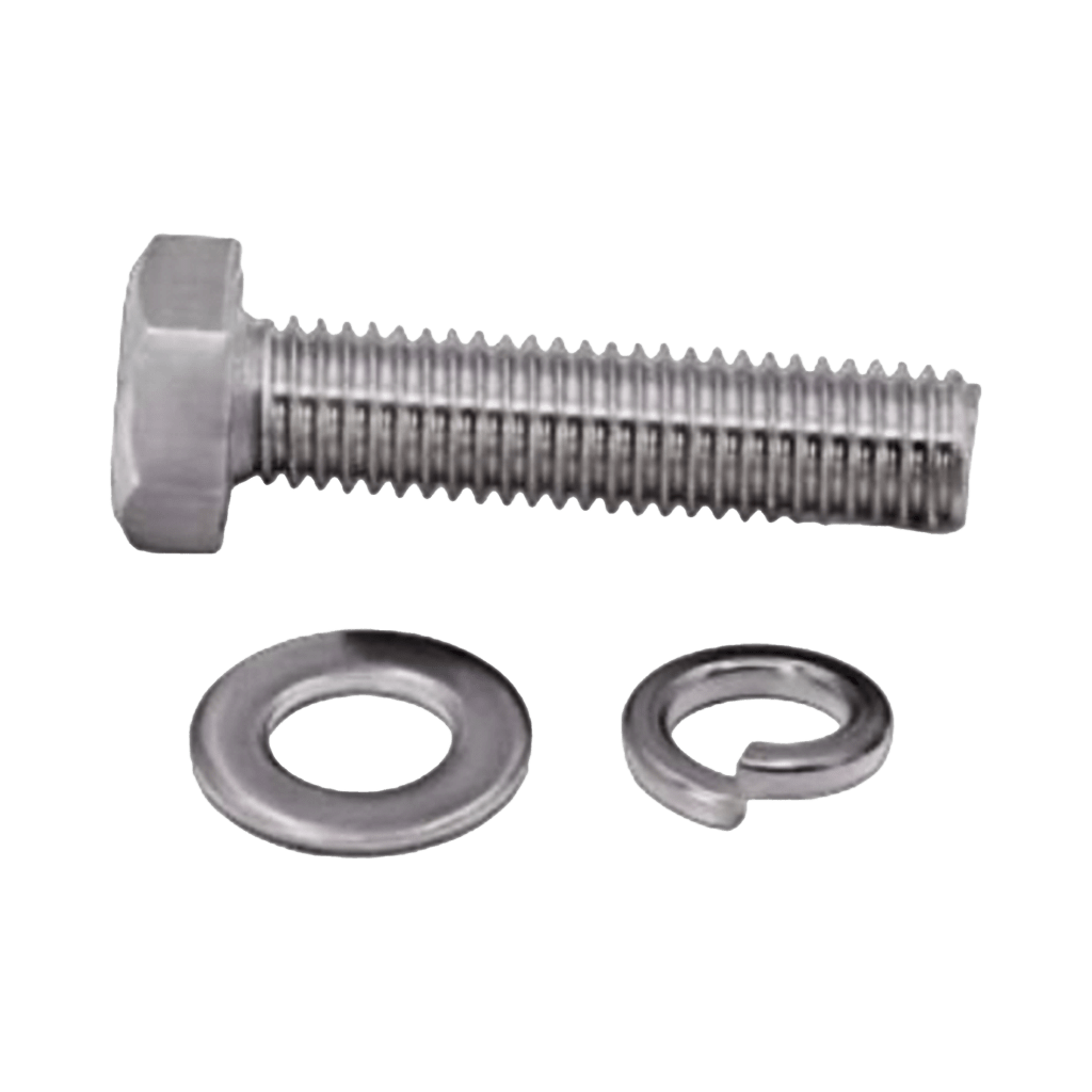 Tornillo M6 x 1.0 mm con Arandela Plana y Arandela de Presión para baterías de 12 V de 28-80 Ah.