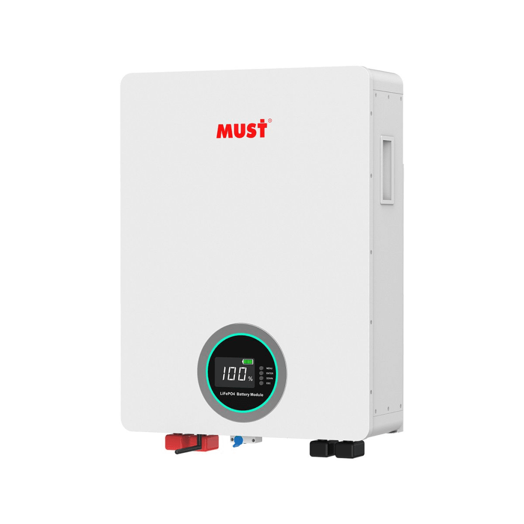 Batería de Litio Ferrofosfato LiFePO4  100Ah 51.2V / Tecnología LFP Cobalto Free/ ≥6000 Ciclos Vida Útil / BMS Inteligente Integrado / Comunicación CAN-RS485-WiFi / 5 Años Garantía