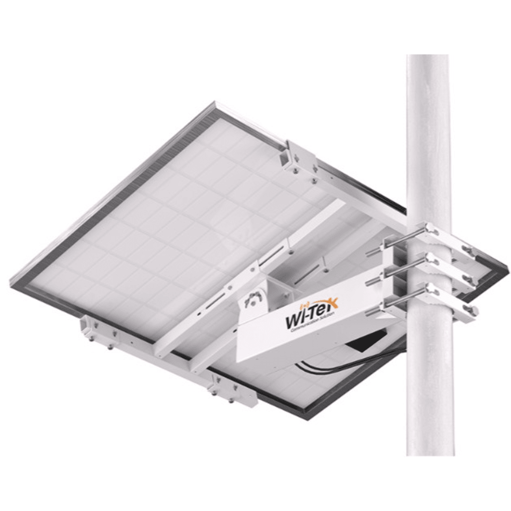 Soporte/Montaje para Panel Solar WI-BRKP133 para Postes / Estructura Galvanizada SGCC 2 mm / Ajuste Ángulo 0-75° / Compatible Postes Redondos 76-133 mm y Cuadrados 50-130 mm / Paneles hasta 900 mm Ancho y 35 mm Grosor / Resistente Corrosi&o