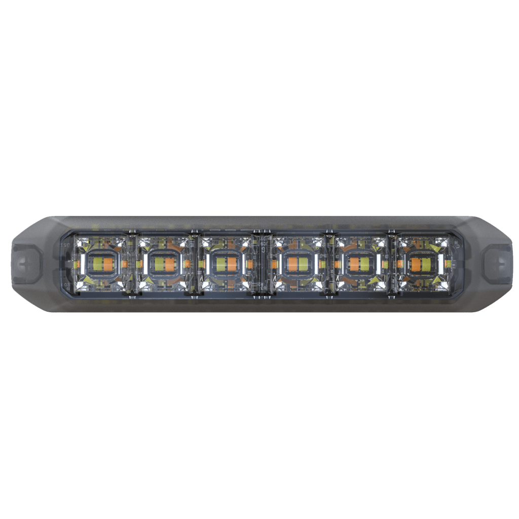 Luz Auxiliar Moldeable de 12 LED, Rojo / Azul, Lente Transparente, SAE