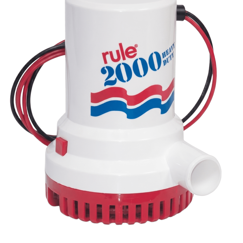 Bomba de Achique Sumergible Rule 10 / 2,000 GPH / 12V CD / Motor de Alta Eficiencia / Ejes de Acero Inoxidable / Protección Térmica TCO / Certificación CE e ISO 8849