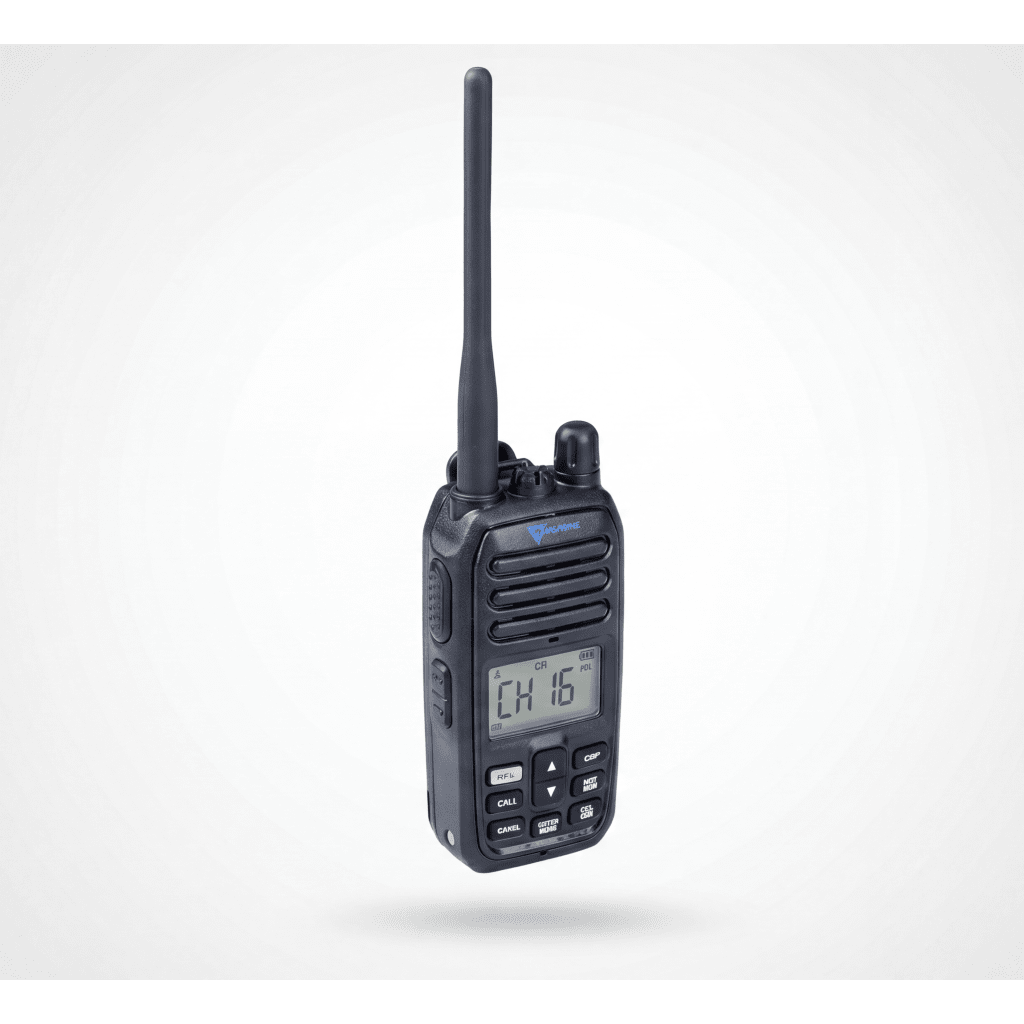 Radio Portátil Marino VHF / Sumergible IP67 / Luz Activada por Agua / NRC Reducción de Ruido / Dual-Watch / 5W / FM (F3E)