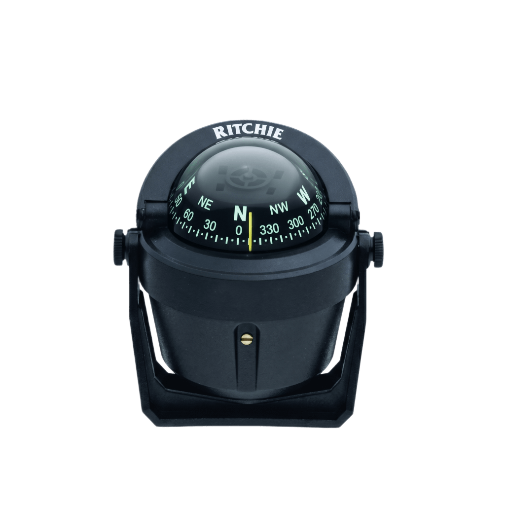 Brújula de Navegación Marítima Serie Explorer / Montaje en Bracket / Color Negro / 2 3/4" (70 mm) Direct Reading Dial / Iluminación Nocturna Verde Interna / Compensadores Integrados / Movimiento de Agujas con Rubí Z