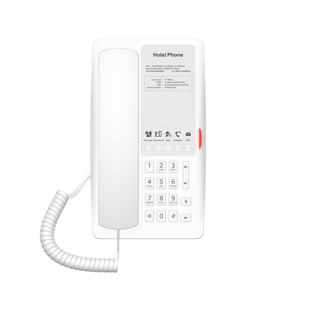 Teléfono IP Hotelero Wi-Fi 6 / 2 Líneas SIP / Doble Banda 2.4/5 GHz / 5 Teclas Programables / Puerto USB-A / PoE 802.3af / Audio HD