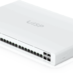 UISP Switch Pro – Switch PoE de 220 W (27 V) con 24 Puertos GbE, 16 Puertos PoE Pasivo 27 V y 4 Puertos SFP+ 10G