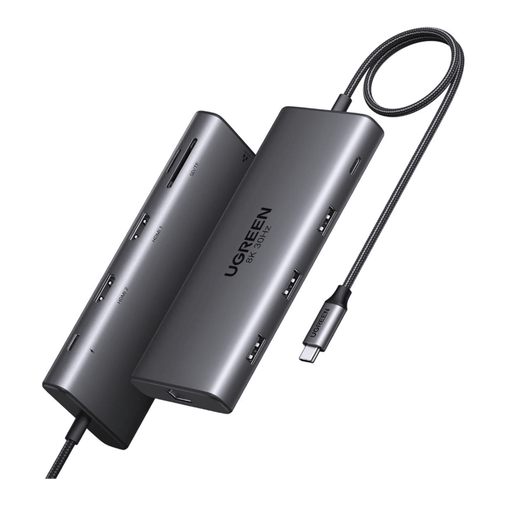 Docking Station USB-C Hub 10 en 1 UGREEN Revodok Pro 210 / Dual HDMI 4K 60Hz y 8K 30Hz / 3 Puertos USB-A + USB-C 3.0 / Carga PD 100W / Ethernet Gigabit 1000M / Lector Tarjetas SD y TF / Compatible Windows y macOS