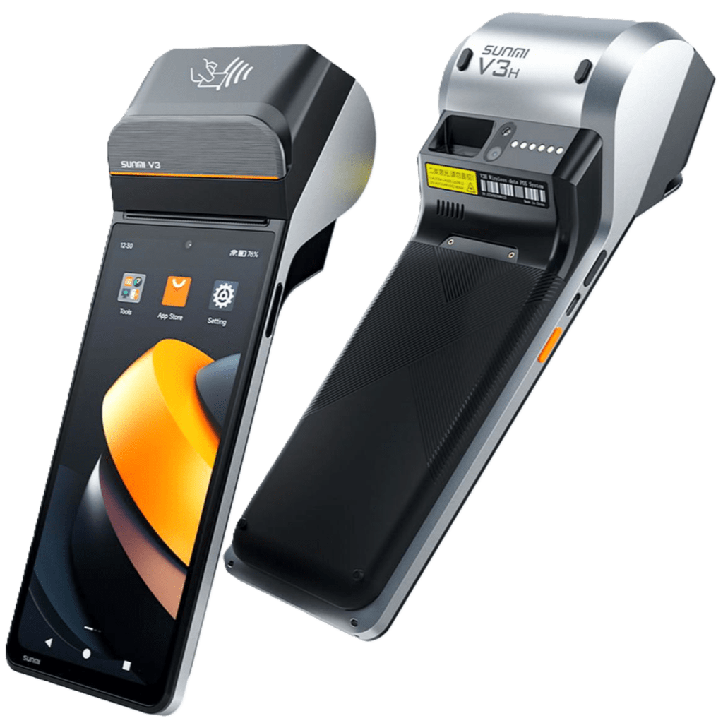 Terminal Móvil Inteligente SUNMI V3 / Pantalla HD+ 6.75" / Procesador Qualcomm Hexa-Core / Impresora Térmica 58 mm / 3GB RAM + 32GB Almacenamiento / Android 13 / 4G LTE / Wi-Fi Dual Band /