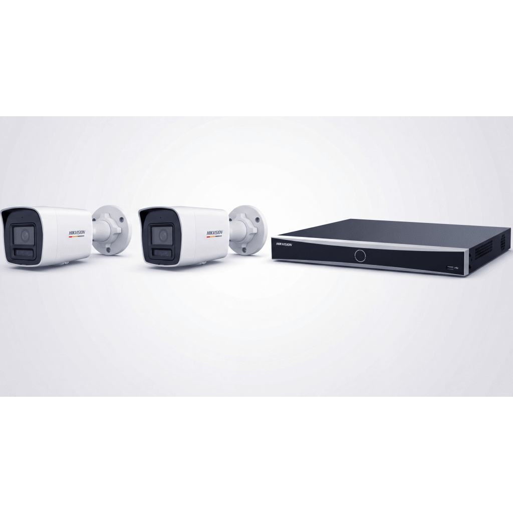 [ KIT ACUSEEK 2 CAM + 1 NVR ] / NVR 12 Megapixel / 8 Canales IP / 8 Puertos PoE / Cámara 4 MP / Tipo Bullet / Luz Dual 30 mts IR + 30 mts Luz blanca / Microfono Integrado / Exterior IP67 / WDR