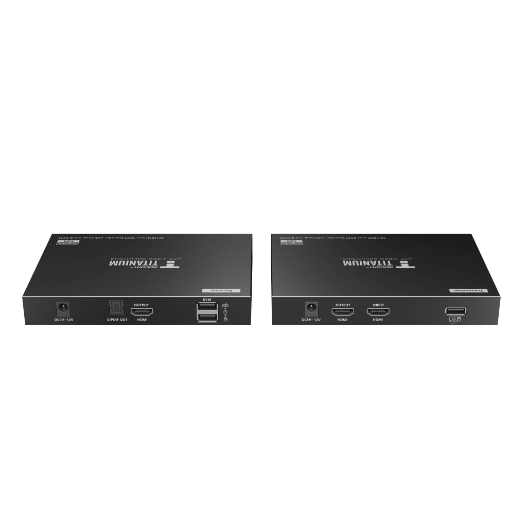 Kit extensor KVM (HDMI y USB) hasta 70 metros | Resolución 4K @ 60 Hz | Cat 6, 6a y 7 | IPCOLOR | CERO LATENCIA | HDR10 | Salida Loop | Puerto S/PDIF | Uso 24/7 | Transmite el Video y Controla tu DVR vía USB a distancia.